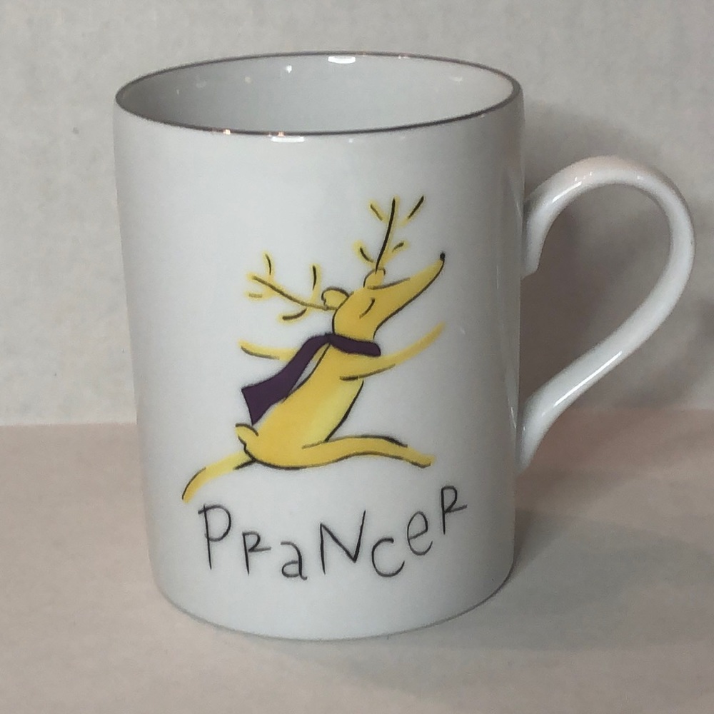 Pottery Barn Reindeer Coffee Mug Prancer Holiday Christmas Collection Retired